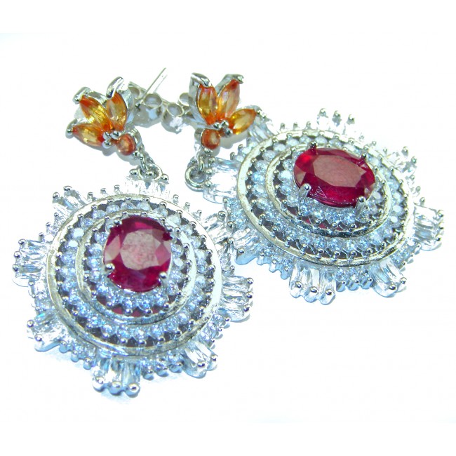 Melody - Vintage Design 9.4 CARAT Garnet .925 Sterling Silver handcrafted earrings