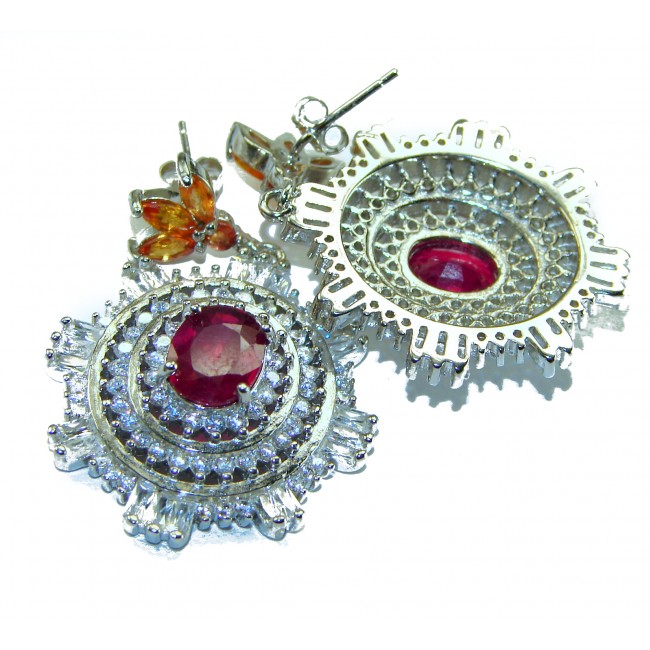 Melody - Vintage Design 9.4 CARAT Garnet .925 Sterling Silver handcrafted earrings