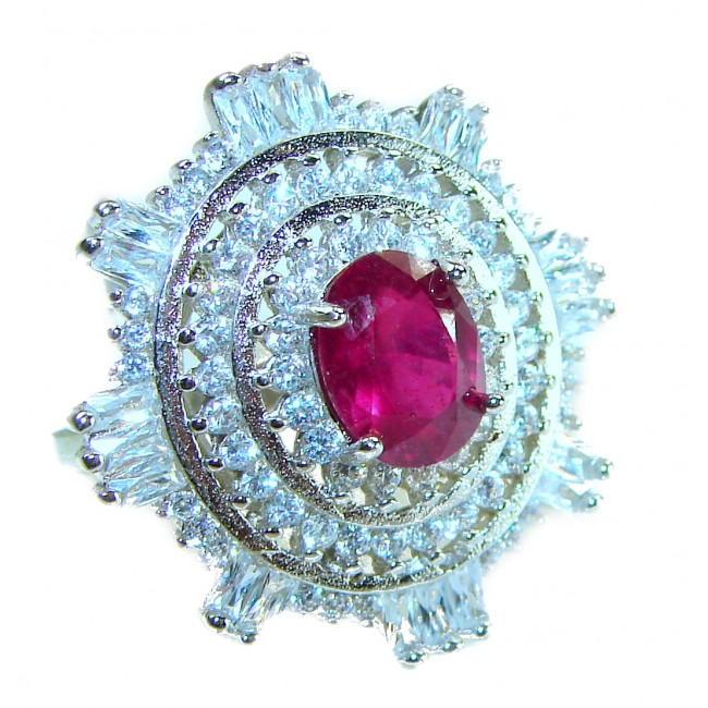 Melody - Vintage Design 7.4 CARAT Garnet .925 Sterling Silver handcrafted ring; s. 7 1/2