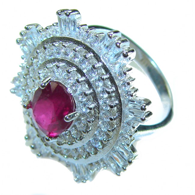 Melody - Vintage Design 7.4 CARAT Garnet .925 Sterling Silver handcrafted ring; s. 7 1/2