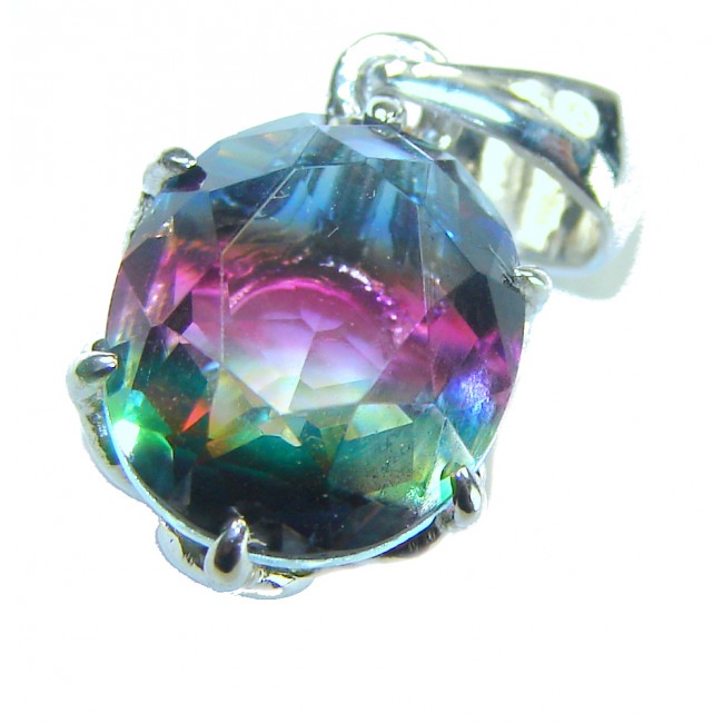 5.2 carat oval cut Brazilian Tourmaline .925 Sterling Silver Perfectly handcrafted pendant