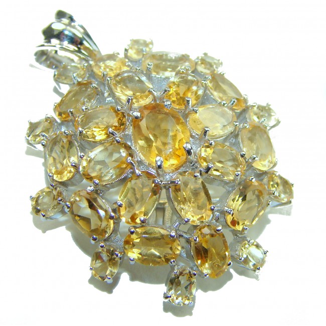 Authentic fancy cut 24.5 carat Citrine .925 Sterling Silver handcrafted Statement Pendant