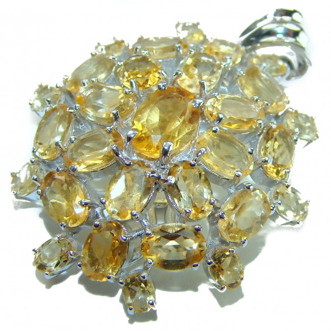 Authentic fancy cut 24.5 carat Citrine .925 Sterling Silver handcrafted Statement Pendant