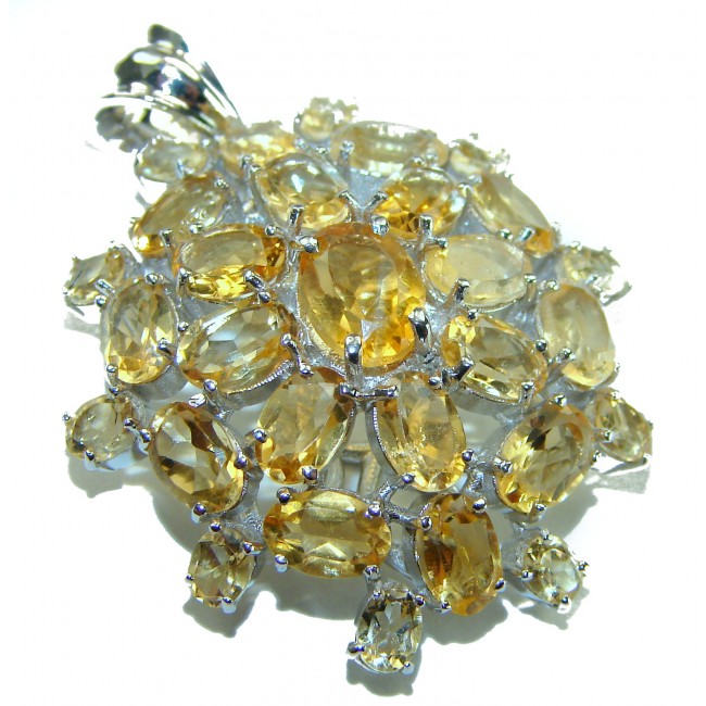 Authentic fancy cut 24.5 carat Citrine .925 Sterling Silver handcrafted Statement Pendant