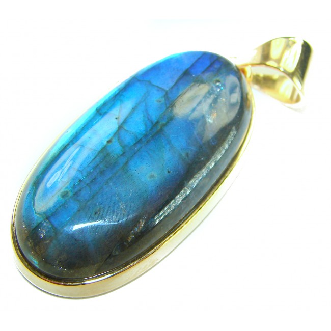 Magical Aurora SILKY Fire Labradorite 14K Gold over .925 Sterling Silver handcrafted Pendant