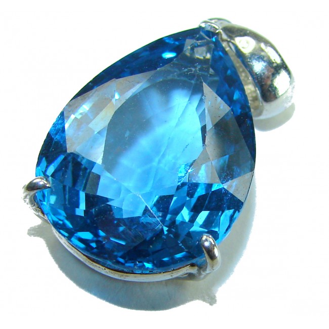 Costa del Sol pear cut 19.8 carat Swiss Blue Topaz .925 Sterling Silver Handcrafted Pendant - photo 4