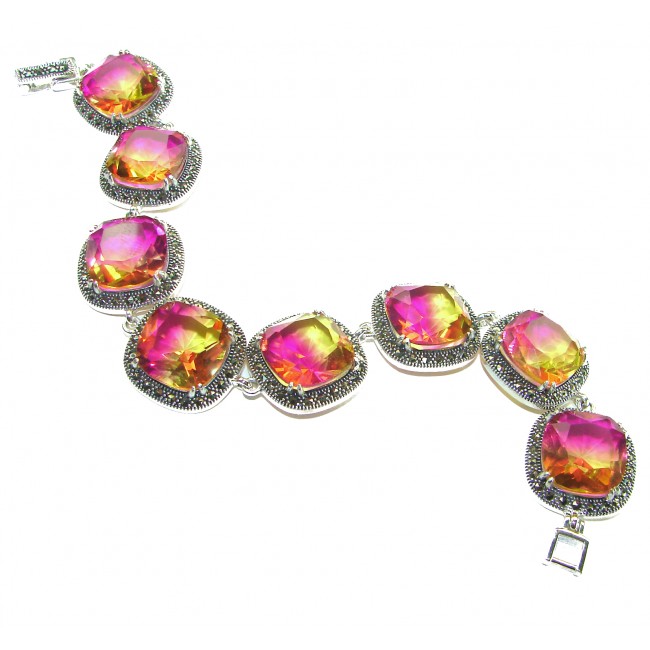 THE COLORS OF THE EARTH 125.5 carat Ametrine Marcasite .925 Sterling Silver handmade Bracelet