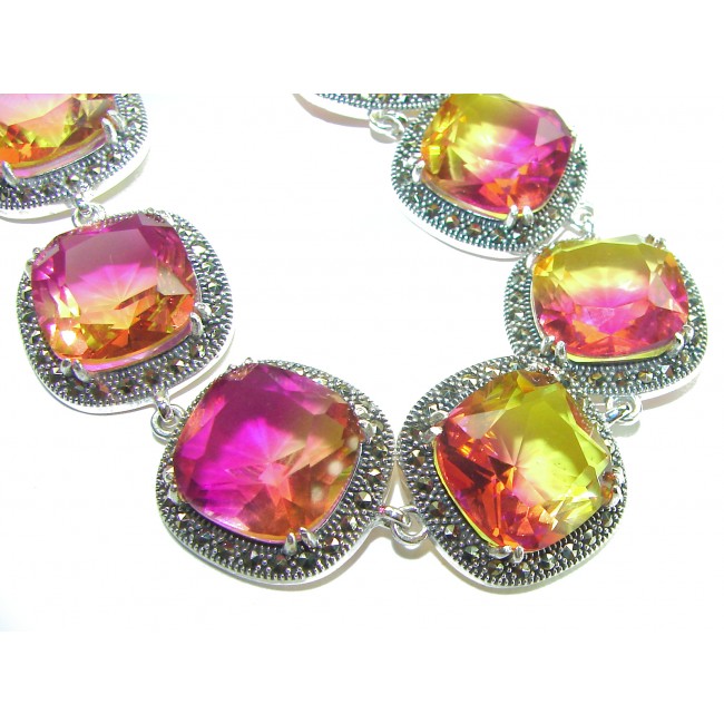 THE COLORS OF THE EARTH 125.5 carat Ametrine Marcasite .925 Sterling Silver handmade Bracelet