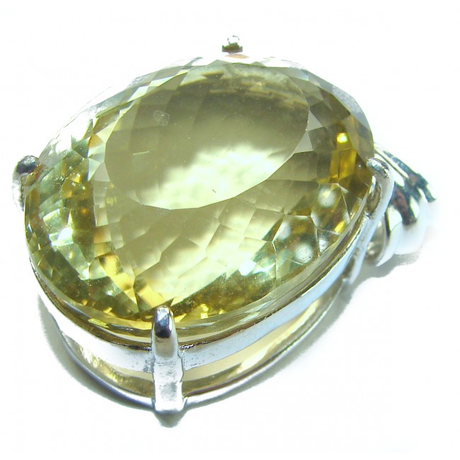 Perfection Oval cut 32.3 carat Lemon Quartz .925 Sterling Silver handcrafted LARGE pendant