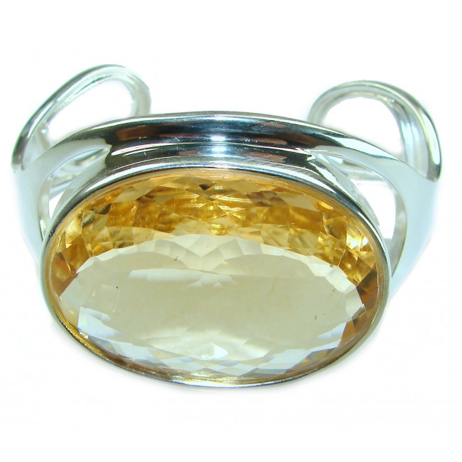 Simplicity 87.5 carat Genuine Lemon Quartz handcrafted .925 Sterling Silver Bracelet / Cuff - photo 5