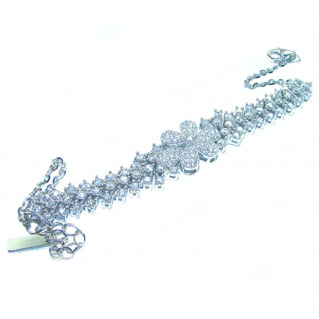 Natural 32.5 carat White Topaz .925 Sterling Silver handmade Statement Bracelet - photo 3