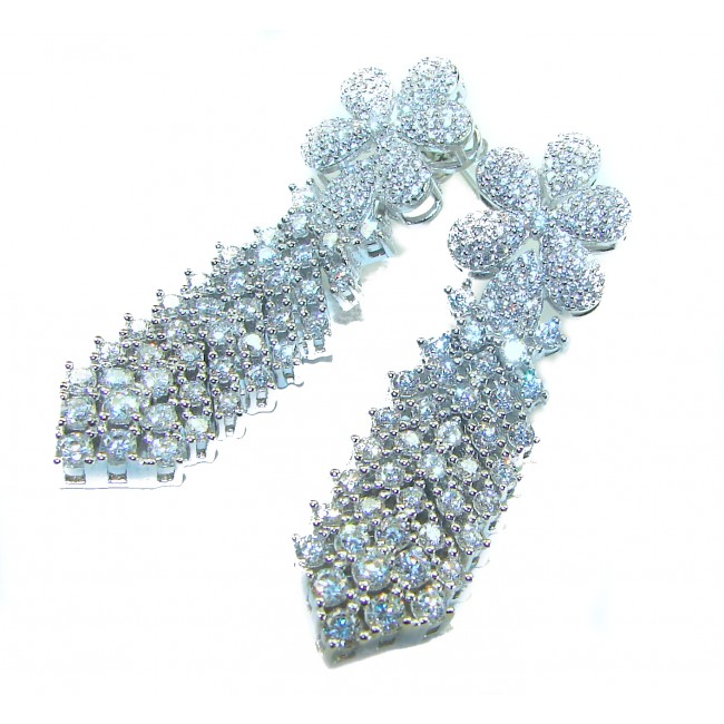 Dazzling Beauty - 22.5 carat White Topaz .925 Sterling Silver handcrafted earrings - photo 4