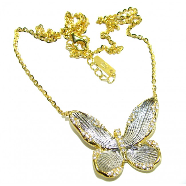 Golden Butterfly authentic 14k Gold over .925 Sterling Silver handcrafted necklace - photo 3