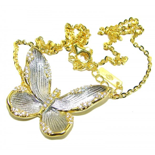 Golden Butterfly authentic 14k Gold over .925 Sterling Silver handcrafted necklace - photo 2