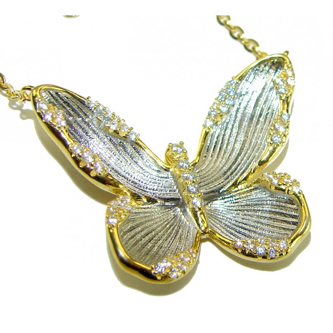 Golden Butterfly authentic 14k Gold over .925 Sterling Silver handcrafted necklace - photo 1