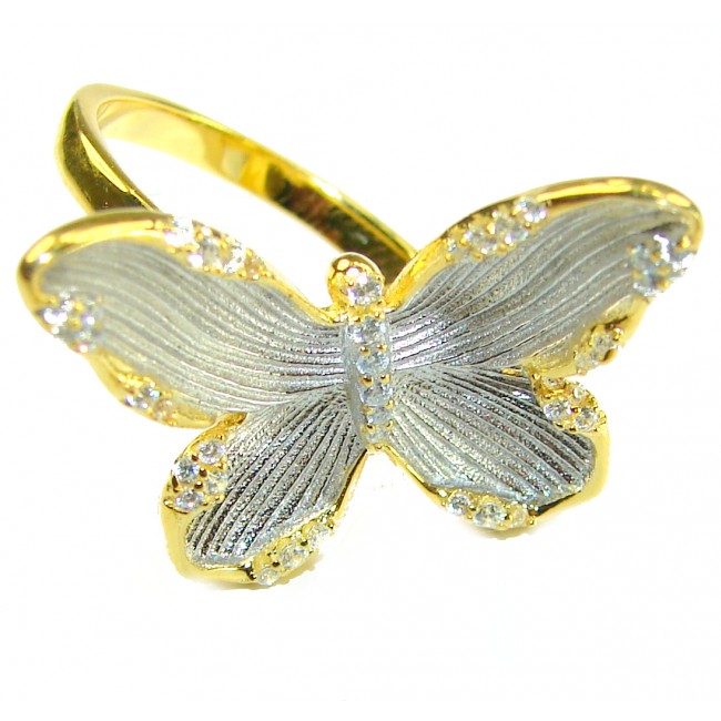 Golden Butterfly authentic 14k Gold over .925 Sterling Silver brilliantly handcrafted ring s. 7 1/4 - photo 2