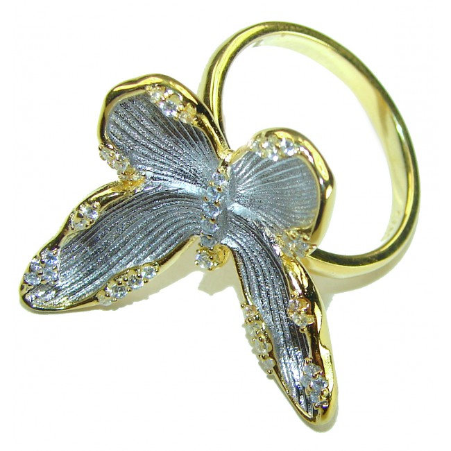Golden Butterfly authentic 14k Gold over .925 Sterling Silver brilliantly handcrafted ring s. 7 1/4 - photo 1