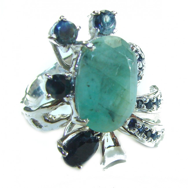 Julietta - Perfect quality authentic 9.8 Grandidierite Sapphire .925 Sterling Silver handmade Ring s. 8