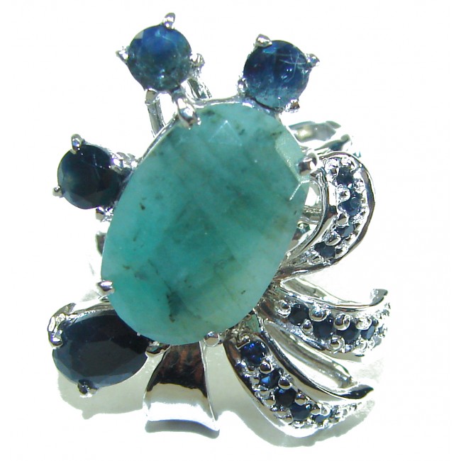 Julietta - Perfect quality authentic 9.8 Grandidierite Sapphire .925 Sterling Silver handmade Ring s. 8