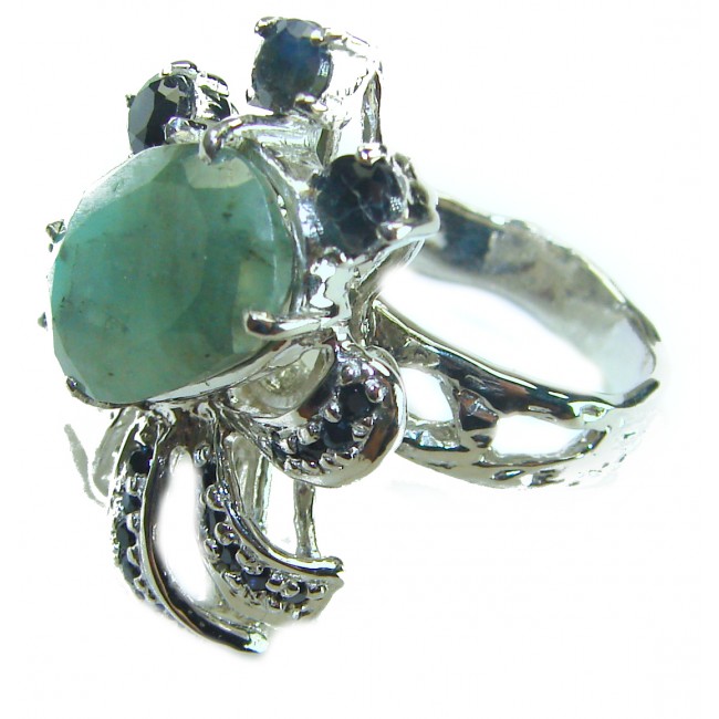 Julietta - Perfect quality authentic 9.8 Grandidierite Sapphire .925 Sterling Silver handmade Ring s. 8