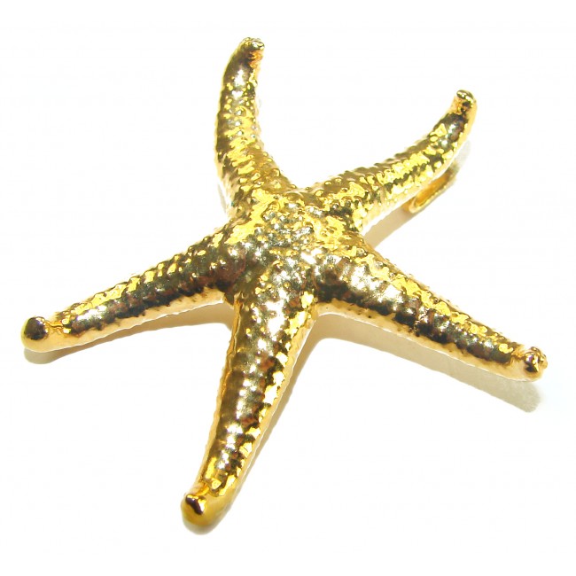 Stylish REAL Starfish Coved with Sterling Silver and 14K & .925 Sterling Silver Pendant