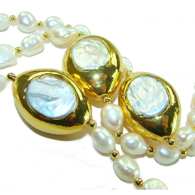 Baroque Style Beauty Freshwater Pearl 14K Gold over .925 Sterling Silver handcrafted Bracelet - photo 1