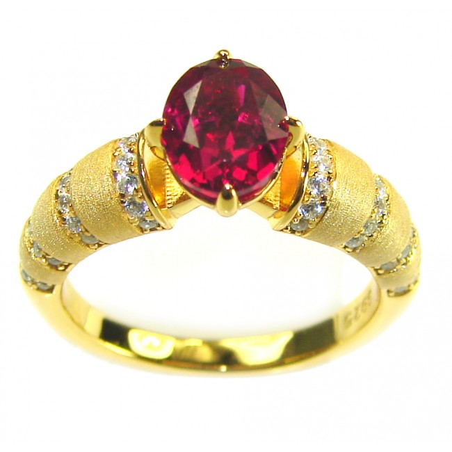 Love 2.5 carat Ruby 18K Gold over .925 Sterling Silver handcrafted Ring s. 6 1/4