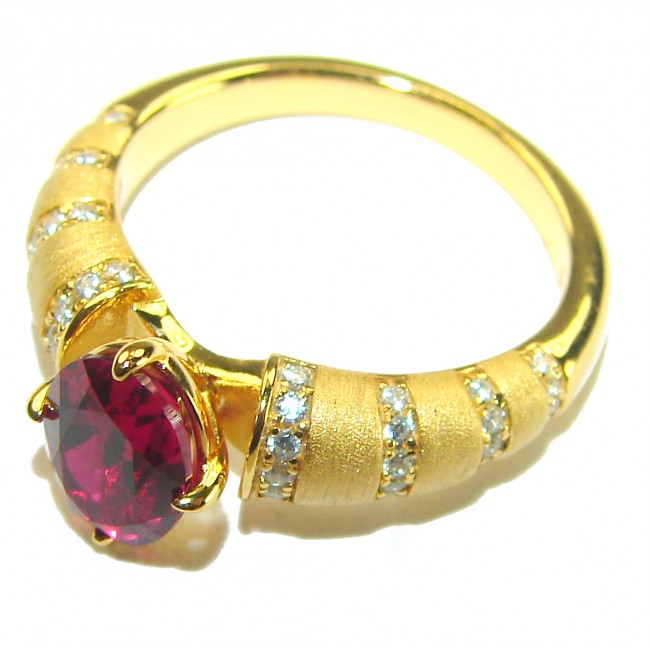 Love 2.5 carat Ruby 18K Gold over .925 Sterling Silver handcrafted Ring s. 6 1/4