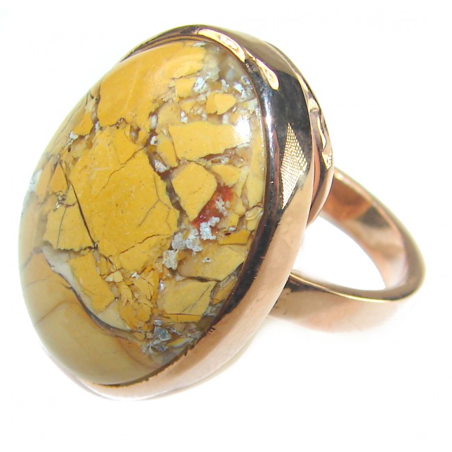Flawless Australian Bracciated Mookaite 14K Gold over .925 Sterling Silver Ring size 8 adjustable