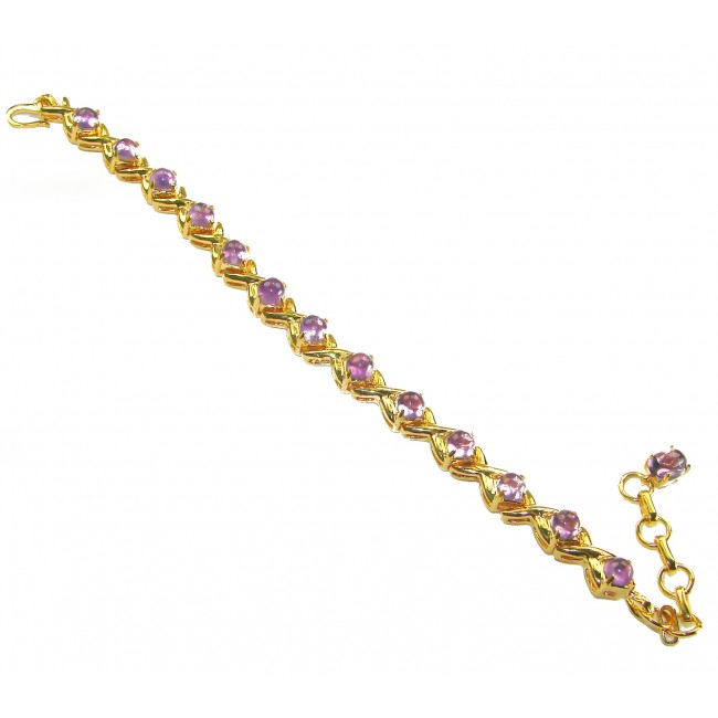 Dolce Vita - Precious Natural 22.5 carat Amethyst 14K Gold over .925 Sterling Silver handcrafted bracelet