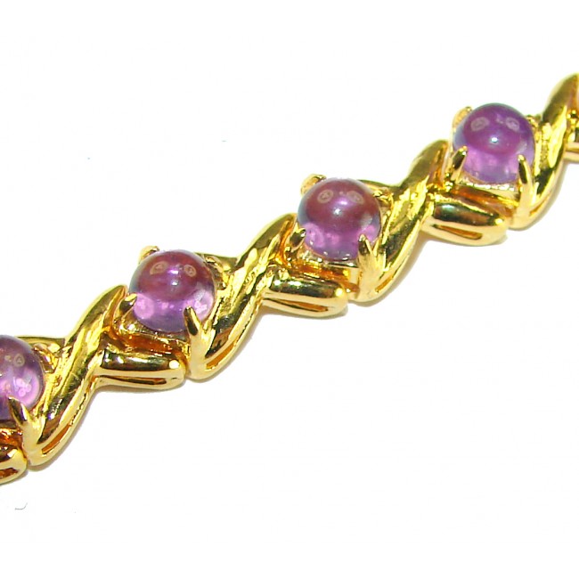 Dolce Vita - Precious Natural 22.5 carat Amethyst 14K Gold over .925 Sterling Silver handcrafted bracelet
