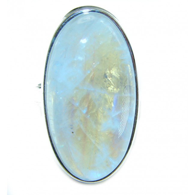 Top quality AAA+ quality Rainbow Moonstone .925 Sterling Silver handmade ring s. 7