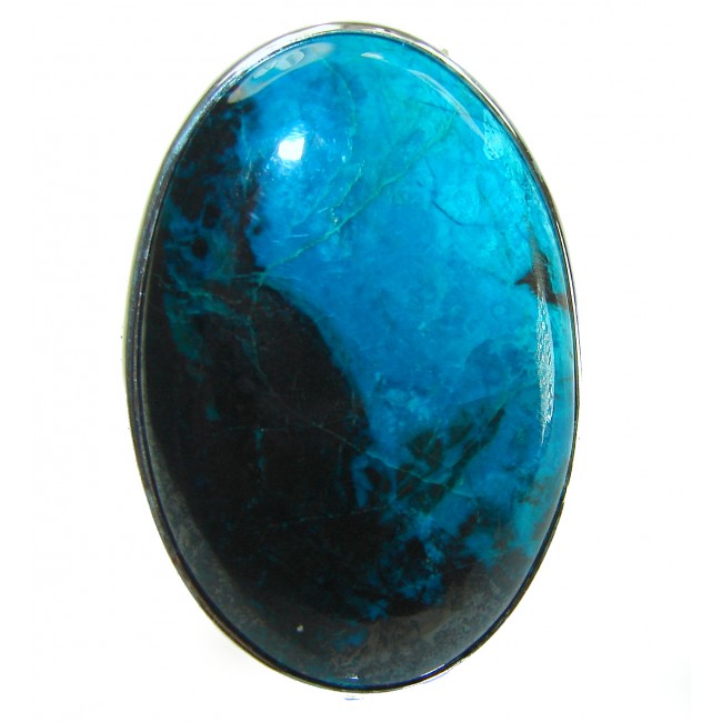 Great quality Parrot's Wings Chrysocolla .925 Sterling Silver handcrafted Ring size 7 adjustable