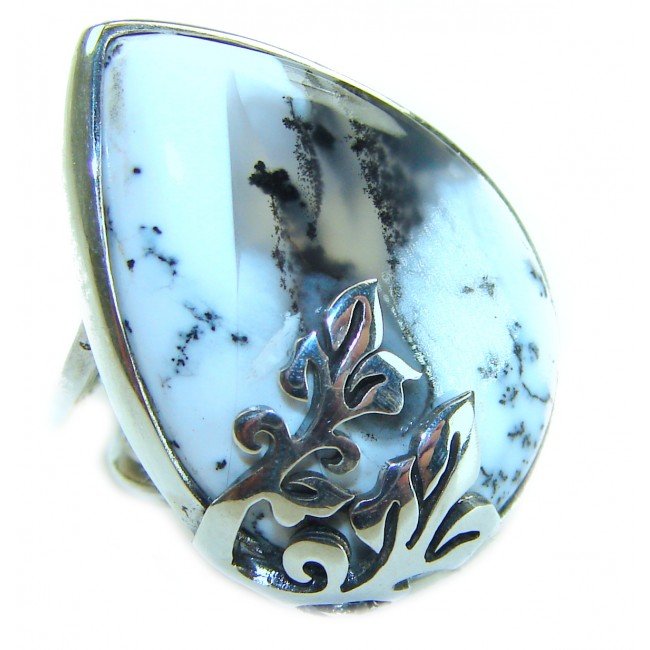 Top Quality Dendritic Agate .925 Sterling Silver handcrafted Ring s. 7 adjustable