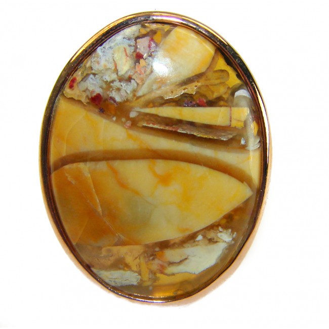 Flawless Australian Bracciated Mookaite 14K Gold over .925 Sterling Silver Ring size 8 adjustable