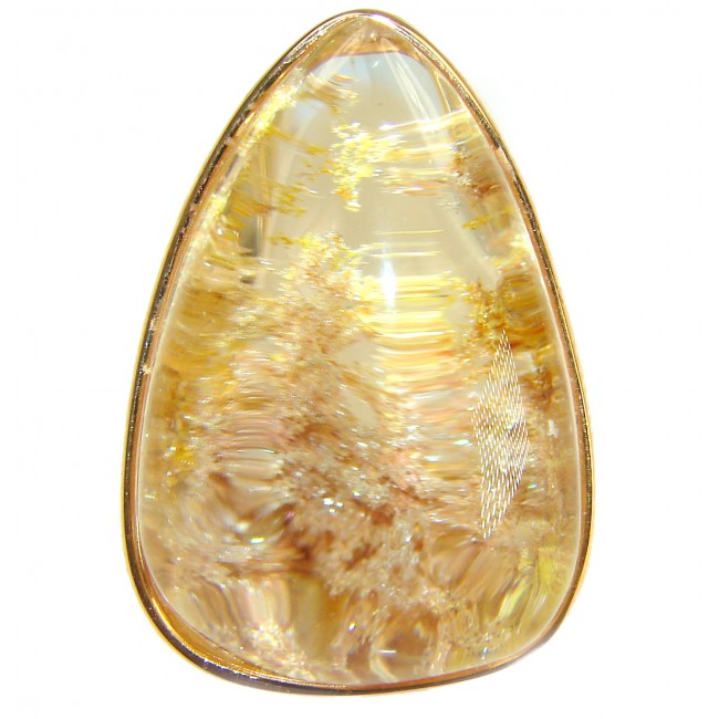 Sahara - The best quality genuine 31.5 carat Phantom Quartz 18K Gold over .925 Sterling Silver handmade Statement Ring s. 8 adjustable - photo 2