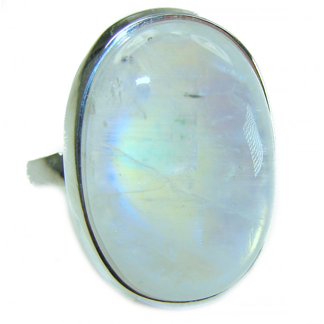 Rainbow Moonstone .925 Sterling Silver handmade ring s. 7 1/2