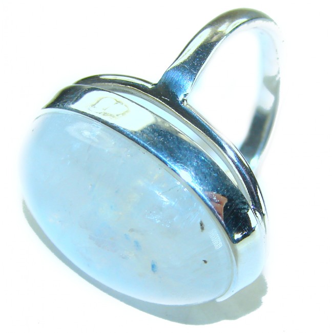 Rainbow Moonstone .925 Sterling Silver handmade ring s. 7 1/2