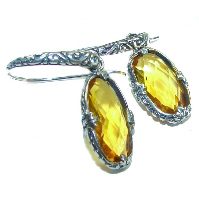 Bali Sun 8.9 CARAT authentic Citrine .925 Sterling Silver handmade Earrings - photo 3