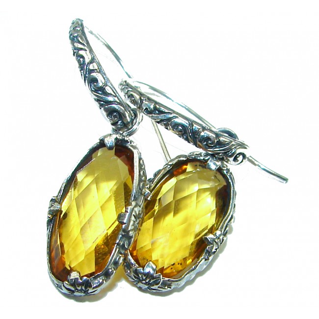 Bali Sun 8.9 CARAT authentic Citrine .925 Sterling Silver handmade Earrings - photo 2