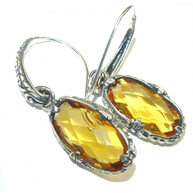Bali Sun 8.9 CARAT authentic Citrine .925 Sterling Silver handmade Earrings - photo 1