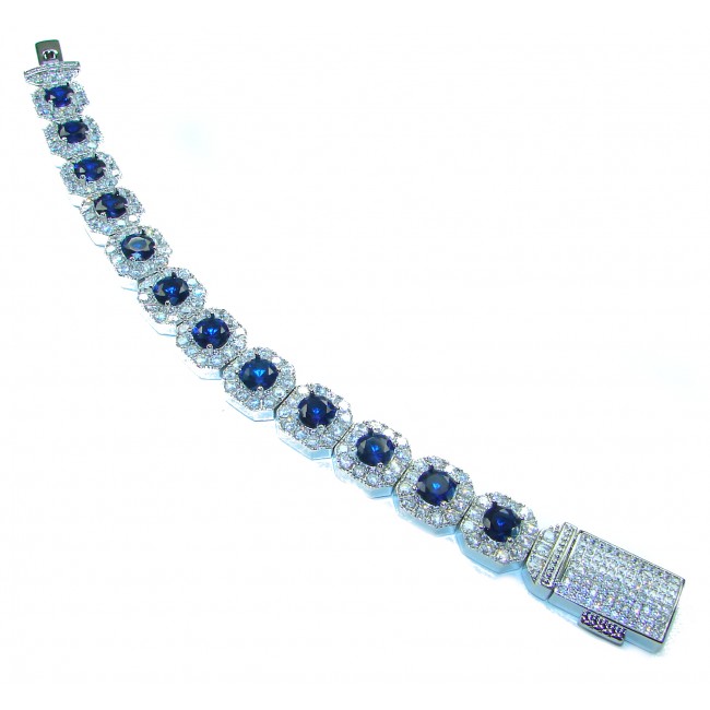 Precious cushion cut 27.2 carat Sapphire .925 Sterling Silver handmade Bracelet