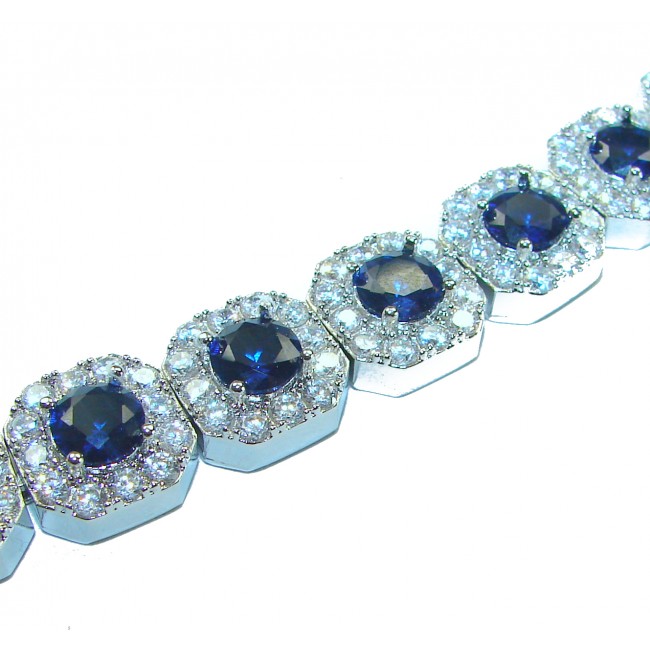 Precious cushion cut 27.2 carat Sapphire .925 Sterling Silver handmade Bracelet