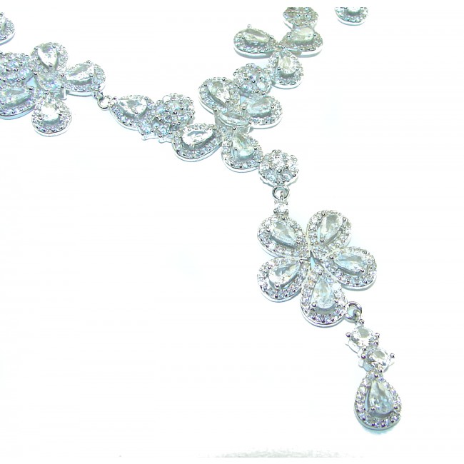 Dazzling Beauty - Floral design- 42.5 carat White Topaz .925 Sterling Silver handcrafted necklace