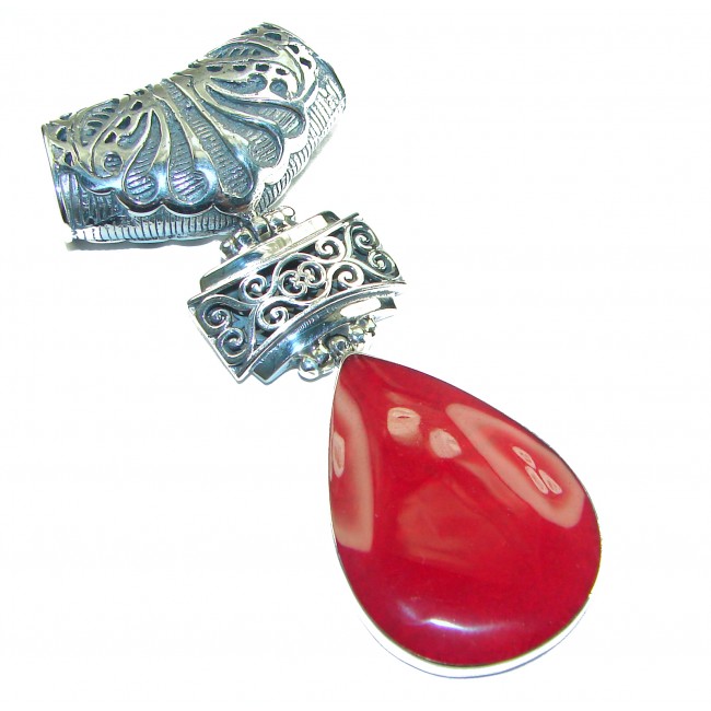Bright Energy Authentic Coral .925 Sterling Silver Bali handmade pendant