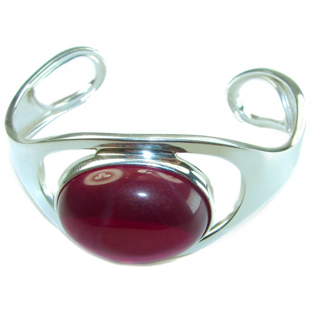 Bellezza Genuine 35.5 CARAT Star Ruby .925 Sterling Silver HUGE Bracelet / Cuff - Sterling silver bracelet with 35.5 carat star ruby, front view.