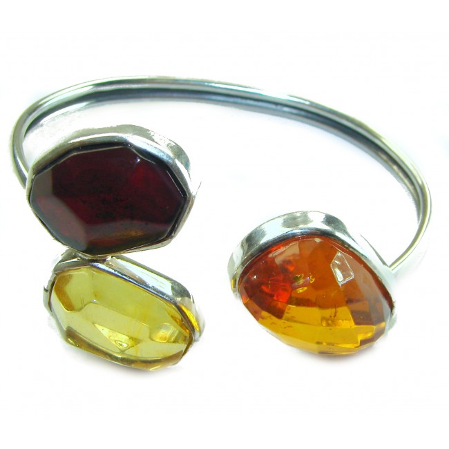 Vintage Design Genuine 29.5 carat faceted Baltic Amber .925 Sterling Silver handmade Bracelet - photo 3