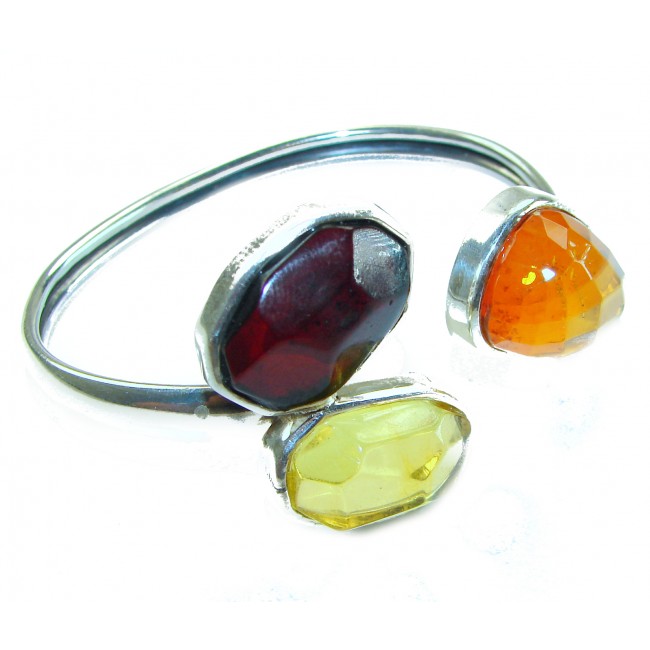 Vintage Design Genuine 29.5 carat faceted Baltic Amber .925 Sterling Silver handmade Bracelet - photo 2