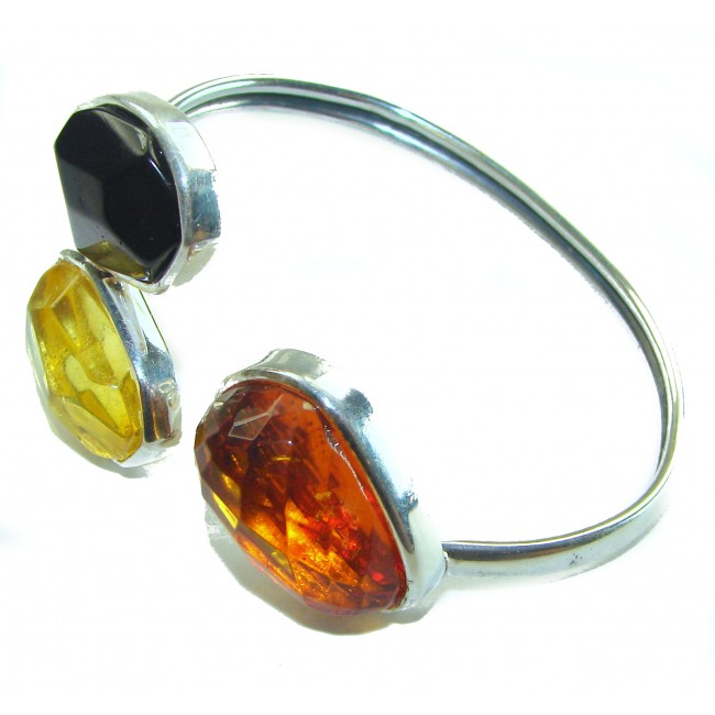 Vintage Design Genuine 29.5 carat faceted Baltic Amber .925 Sterling Silver handmade Bracelet - photo 1