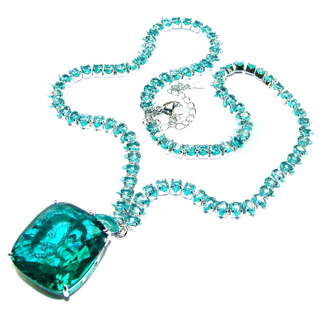 Pedra Azul 55.5 carat Aquamarine .925 Sterling Silver handcrafted Statement Necklace